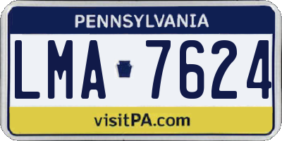 PA license plate LMA7624