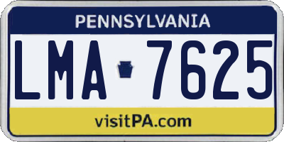 PA license plate LMA7625