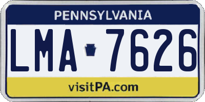 PA license plate LMA7626