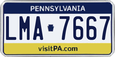 PA license plate LMA7667