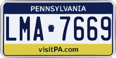 PA license plate LMA7669