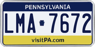 PA license plate LMA7672
