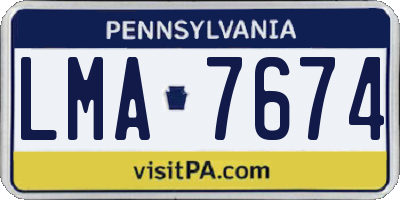 PA license plate LMA7674