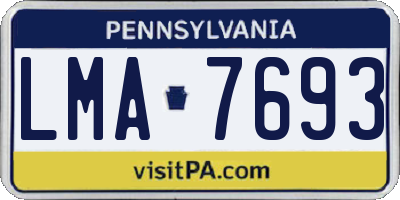 PA license plate LMA7693