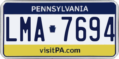 PA license plate LMA7694