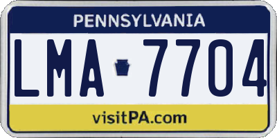 PA license plate LMA7704