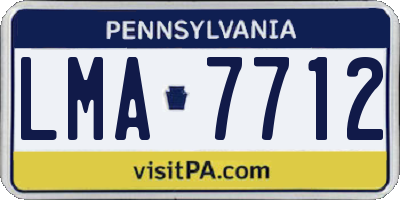 PA license plate LMA7712