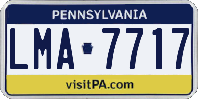 PA license plate LMA7717