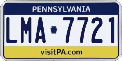 PA license plate LMA7721