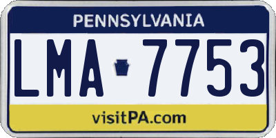 PA license plate LMA7753