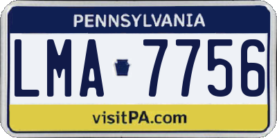 PA license plate LMA7756