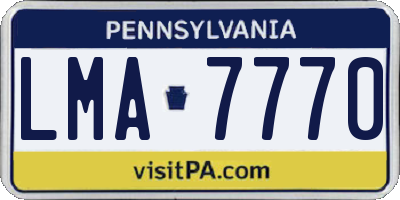 PA license plate LMA7770