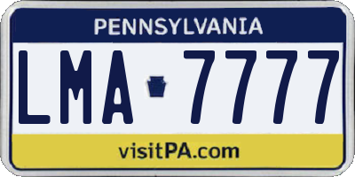 PA license plate LMA7777