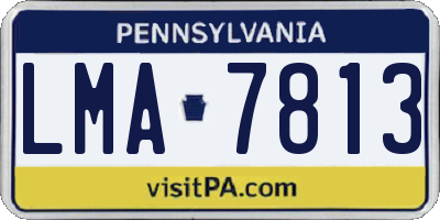 PA license plate LMA7813