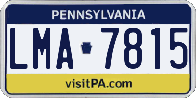 PA license plate LMA7815