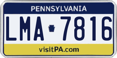 PA license plate LMA7816