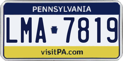 PA license plate LMA7819
