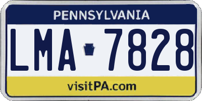 PA license plate LMA7828