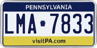 PA license plate LMA7833