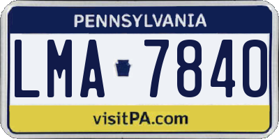 PA license plate LMA7840