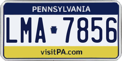 PA license plate LMA7856