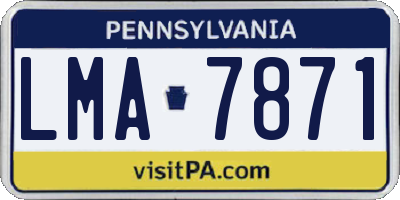 PA license plate LMA7871