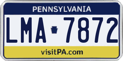 PA license plate LMA7872