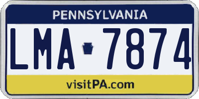 PA license plate LMA7874