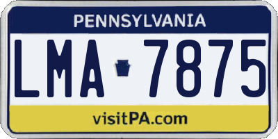 PA license plate LMA7875