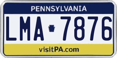 PA license plate LMA7876