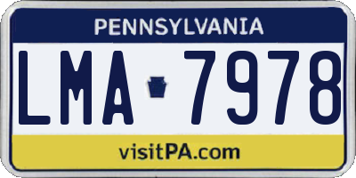 PA license plate LMA7978