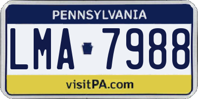 PA license plate LMA7988