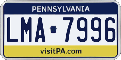PA license plate LMA7996
