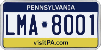 PA license plate LMA8001