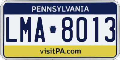 PA license plate LMA8013