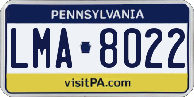 PA license plate LMA8022