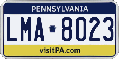 PA license plate LMA8023