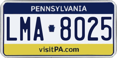 PA license plate LMA8025