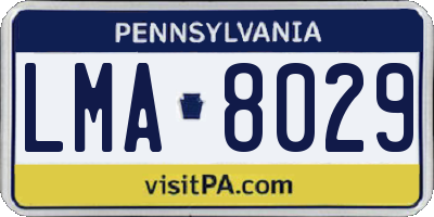 PA license plate LMA8029