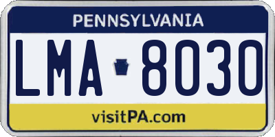 PA license plate LMA8030