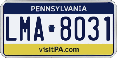 PA license plate LMA8031