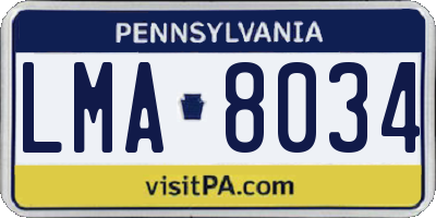 PA license plate LMA8034