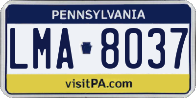 PA license plate LMA8037