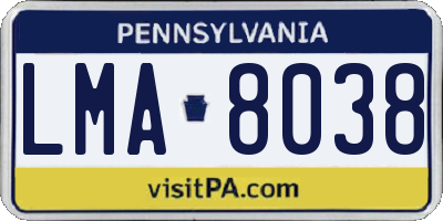 PA license plate LMA8038