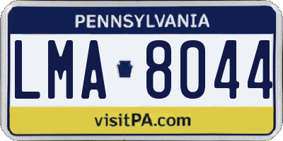PA license plate LMA8044