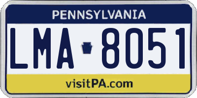 PA license plate LMA8051