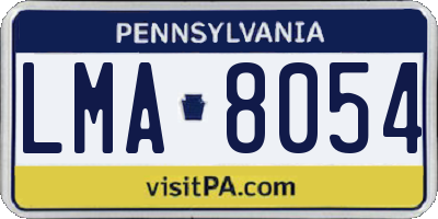 PA license plate LMA8054