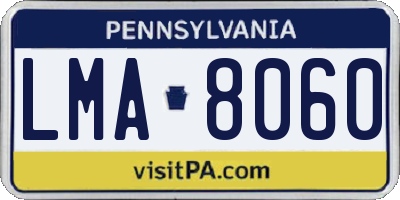 PA license plate LMA8060