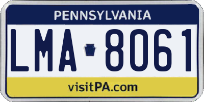 PA license plate LMA8061