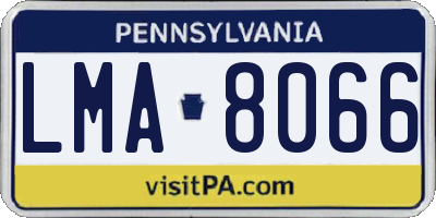 PA license plate LMA8066
